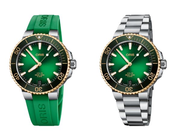 Oris: novos modelos Aquis Date 400 com luneta em ouro