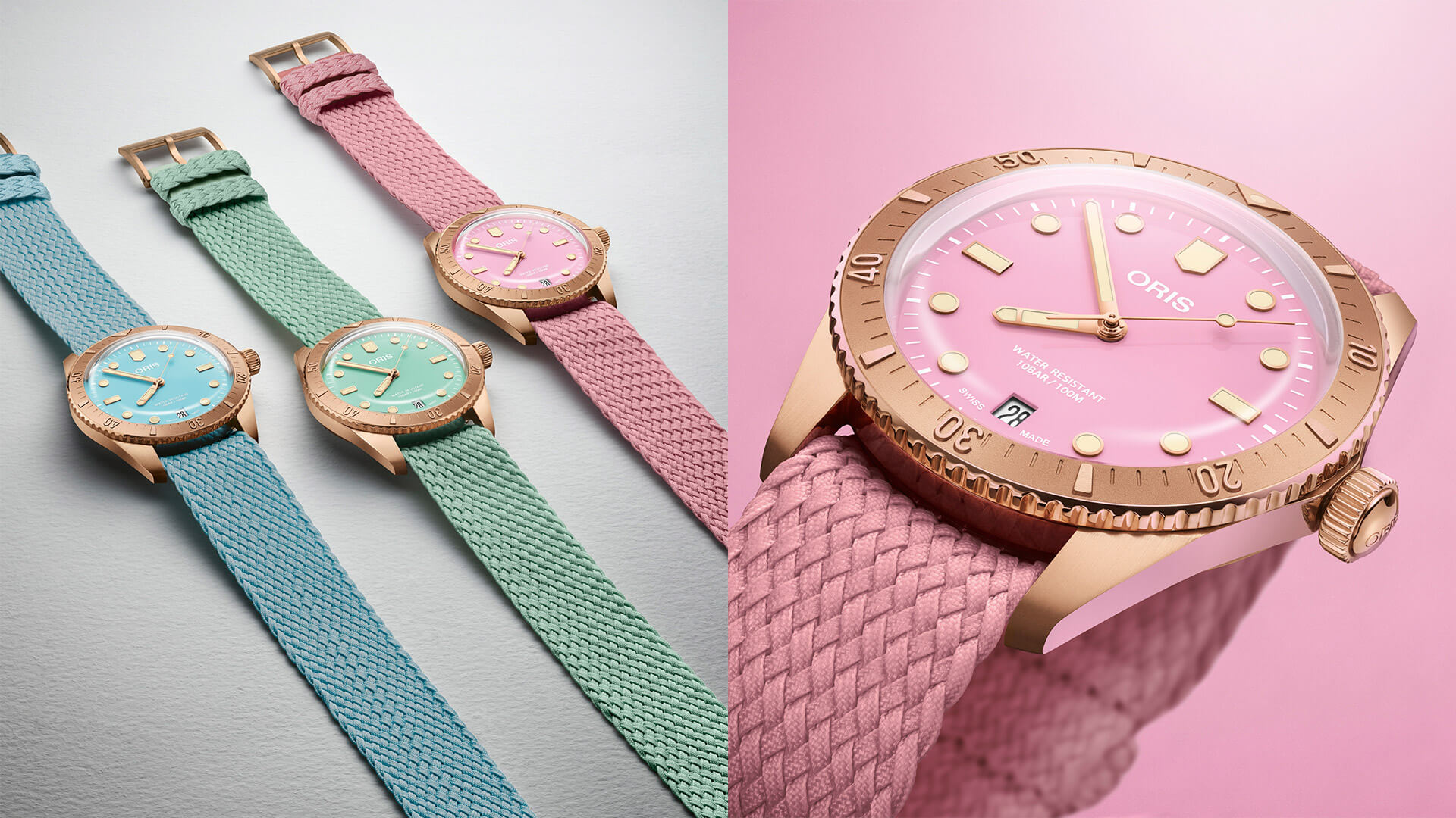 Coleção Diver’s Sixty-Five Cotton Candy da Oris com novas pulseiras